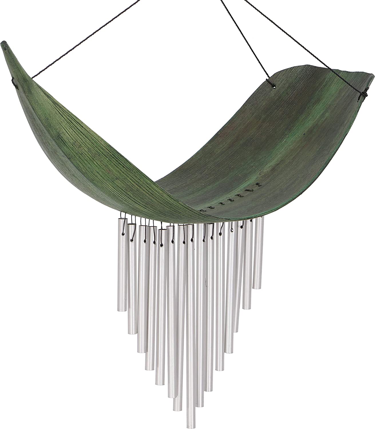 Guru-Shop Aluminium Wind Chimes, Exotic Wind Chimes, Palm Leaf, Green, 30 X