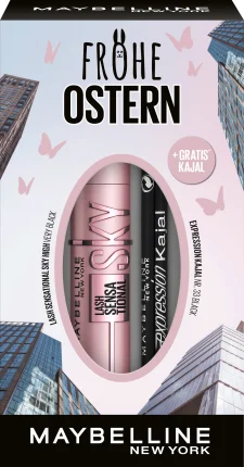 Maybelline New York Eye Makeup Set Mascara Sky High Black + free Expression Kajal 33 Black, 1 piece
