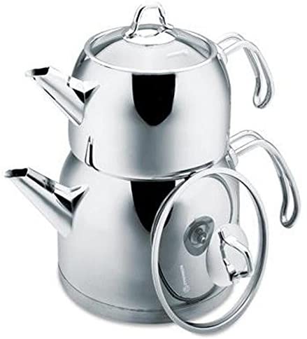 Korkmaz A105 Provita Maxi Caydanlik Teapot Set Rustproof Stainless Steel