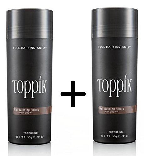 TOPPIK 2 x Topik 55 g Hair Thickener Scattered Hair Fibres Microhairs Colour: Light Brown (Light Brown), ‎light