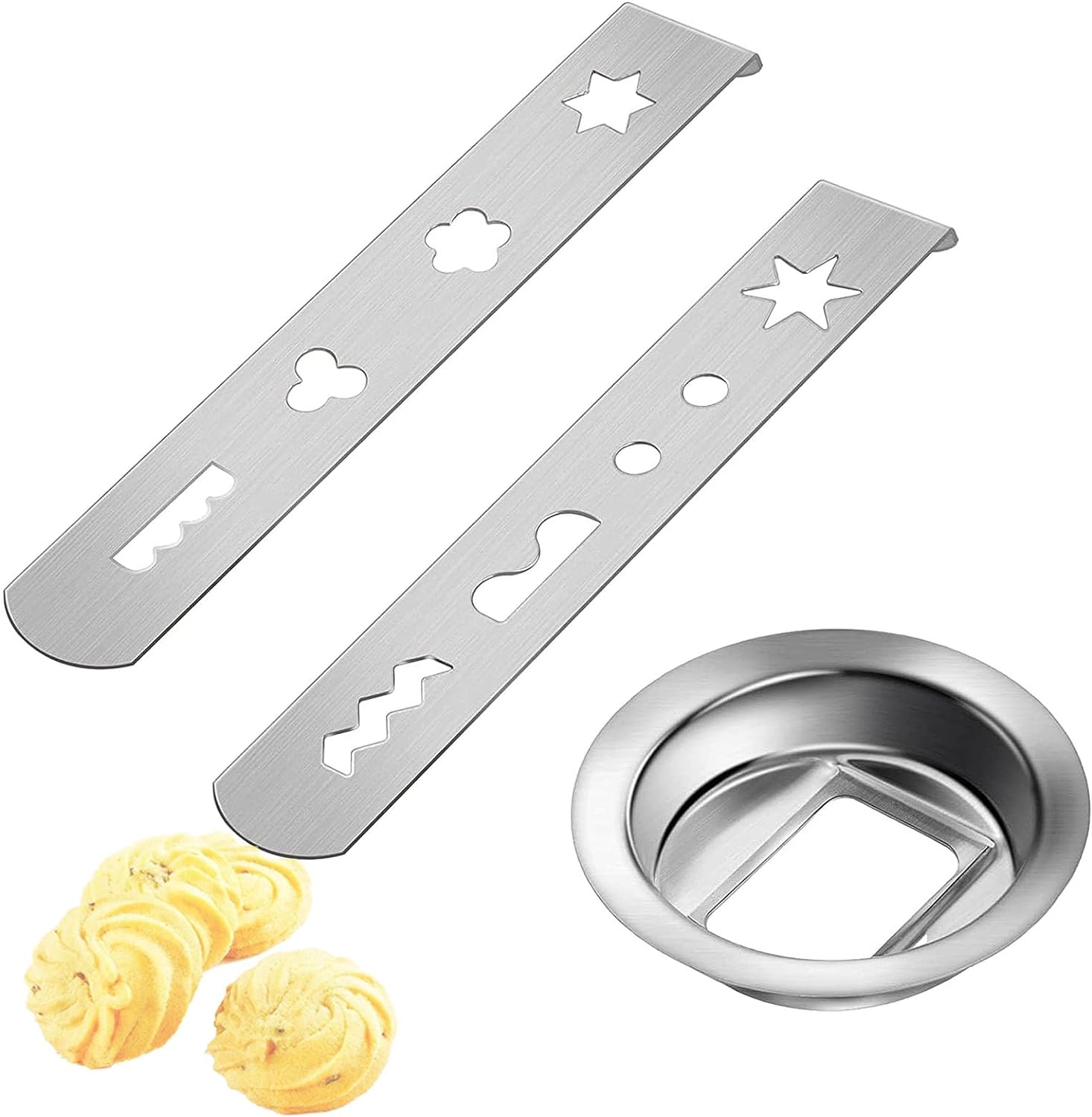 8 Shapes Stainless Steel Biscuit Attachment for Meat Mincer, Biscuit Attachment Mincer, with Connection Ring for Stainless Steel Nozzle, Biscuit Accessories for MUM4/MUM5