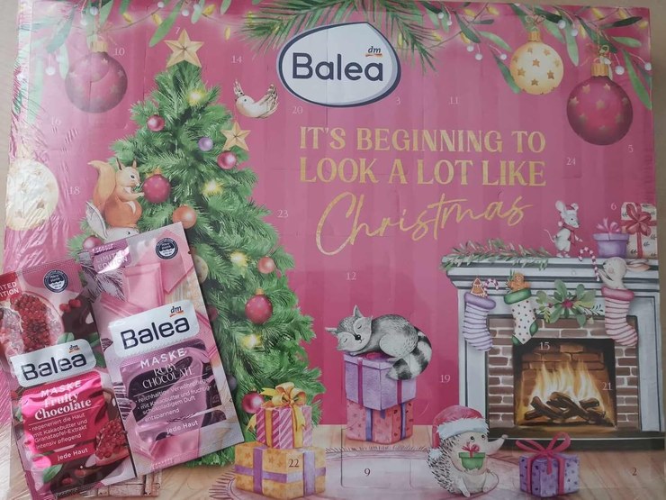 Balea Advent Calendar 2024 with 2 Limited Edition Masks Pomegranate and Chocolate for Women It\'s Beginning to Look a Lot of Like - Limited Edition