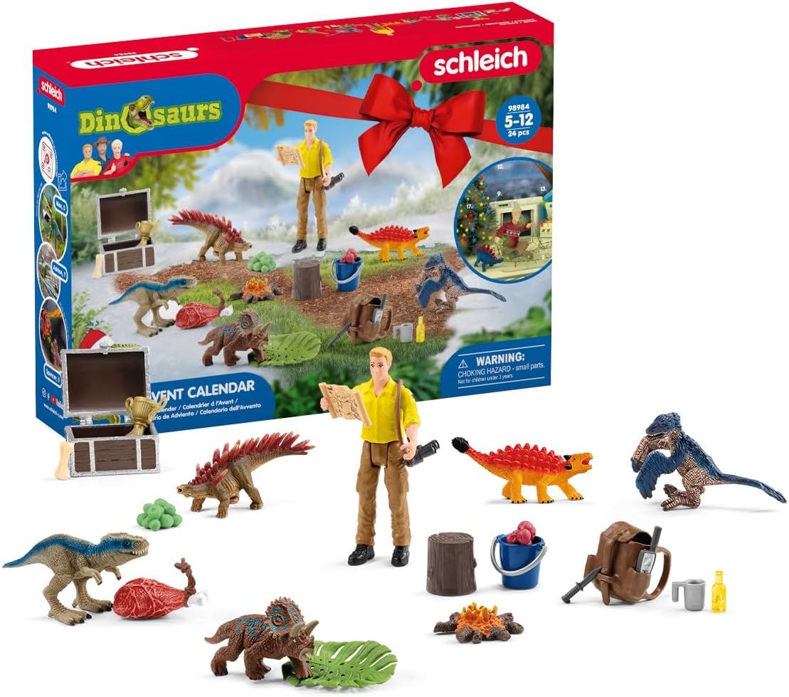 schleich 98984 Advent Calendar 2023 DINOSAURS, from 5 Years, DINOSAURS Play Set, 24 Pieces
