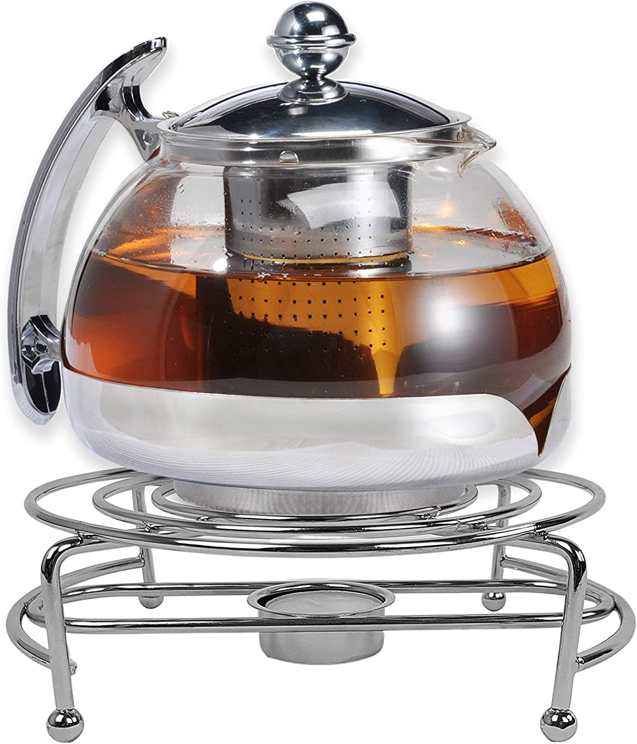 Gravidus Glass Teapot with Warmer & Strainer Insert - 1.2 Litres - Tea Cosy & Tea Maker - Coffee Pot Teapot - Tea Set