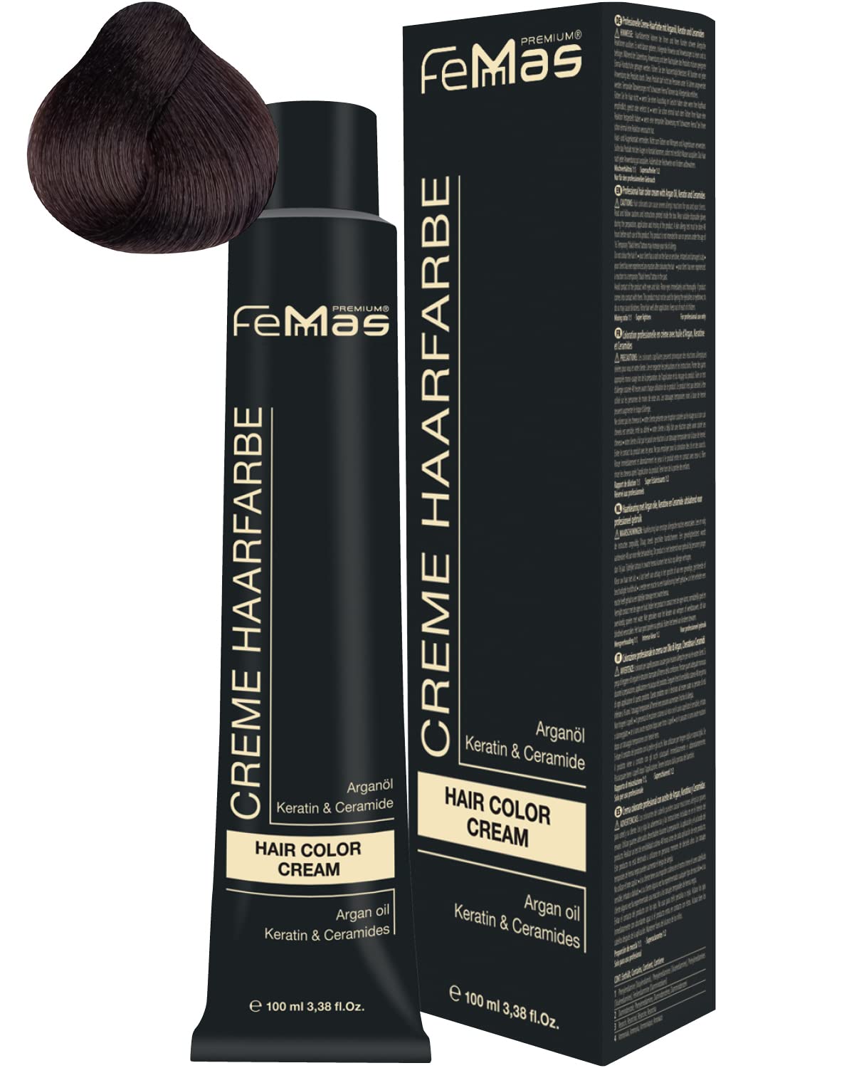 Femmas Hair Colour Cream, 100 ml Hair Colour with Argan Oil, Keratin & Ceramide (Medium Brown Gold 4.3), ‎medium 4.3