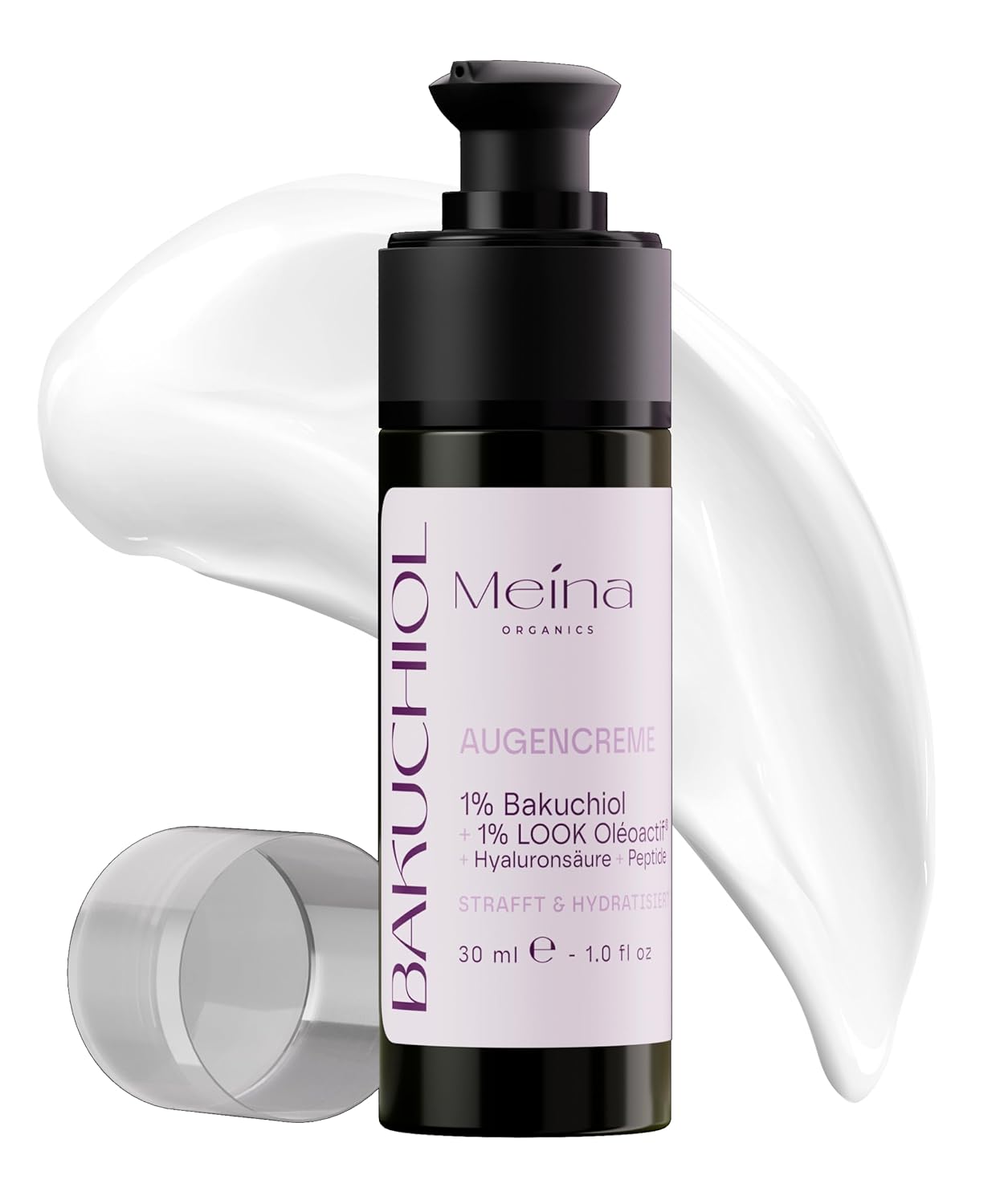 Meina 1% Bakuchiol Eye Cream Against Wrinkles and Dark Circles, Anti Aging Peptide Cream with Oligo Hyaluronic Acid, Wrinkle Cream, Firming Eye Cream, Skincare for Wrinkles, Gentle Retinol