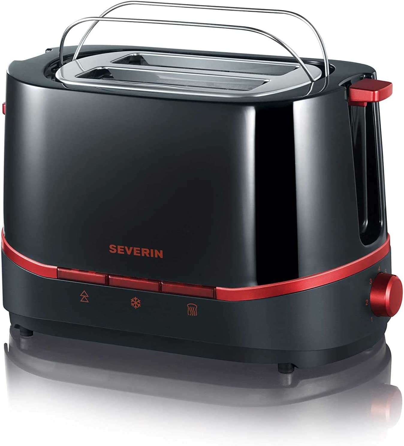 SEVERIN AT 2292 Automatic Toaster with Roasting Attachment and 2 Roasting Chambers 800 W Black / Red