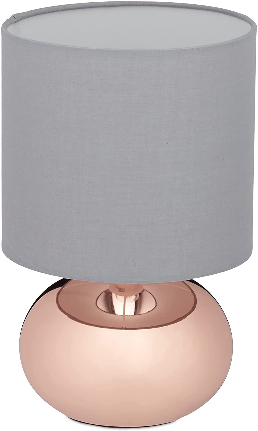 Relaxdays Bedside Lamp Touch Dimmable Modern Touch Lamp with 3 Levels E14 Table Lamp with Cable 28 x 18 cm Copper
