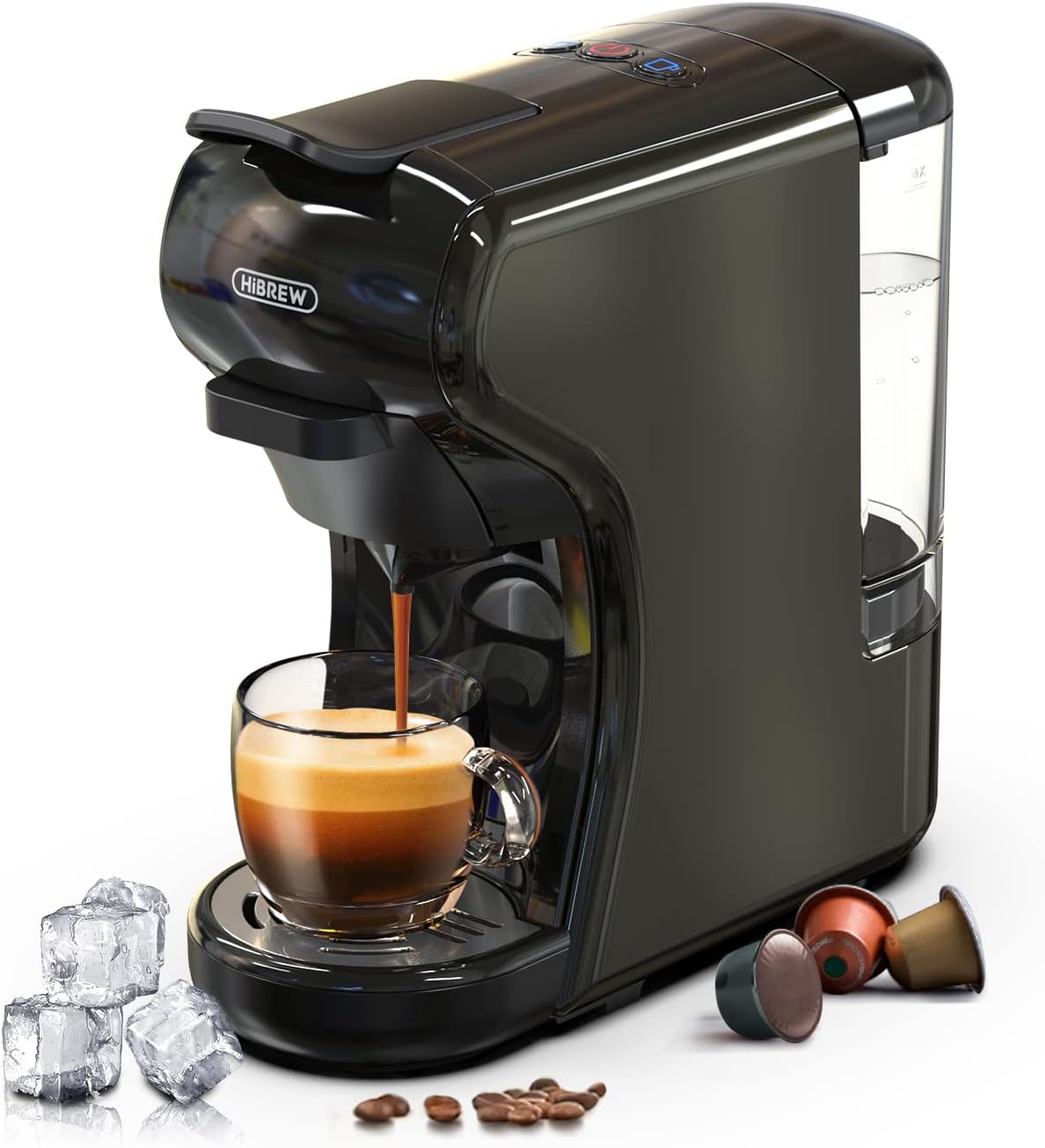 HIBREW H1A Capsule Coffee Machine, Multi-Capsule Coffee Machine, Machine Espresso, Pressure 19 Bars, Automatic, Compact, Water Tank, Black