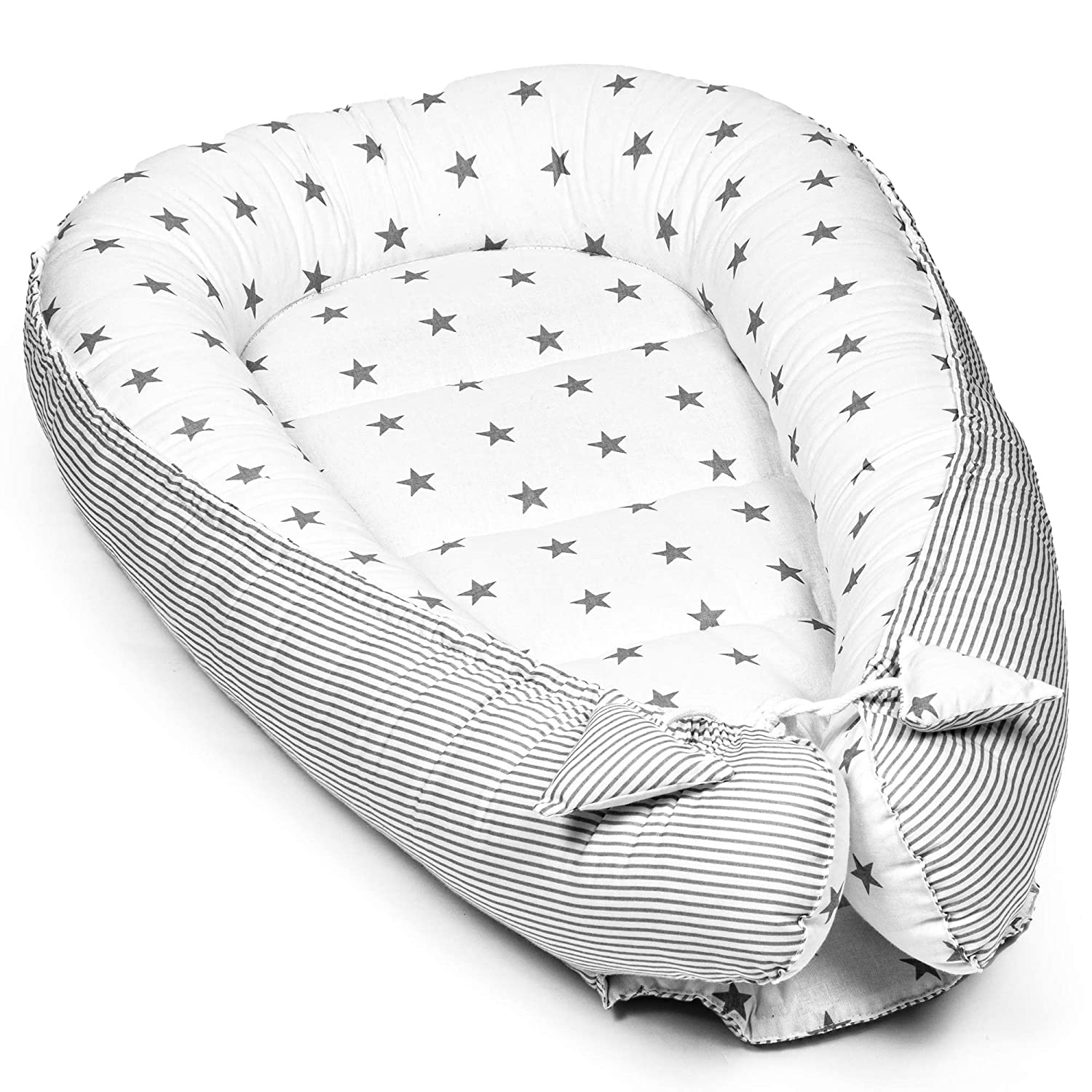 Amazinggirl Baby nest, cot bumper for newborns/babies, handmade double-sided Oeko-Tex cotton