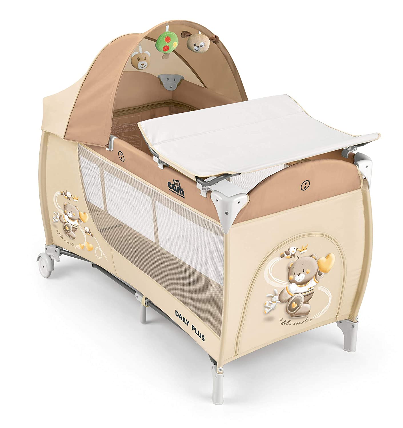 Cam Daily Plus Travel Cot Large 120 X 60 Cm Including Changing Mat, Travel 