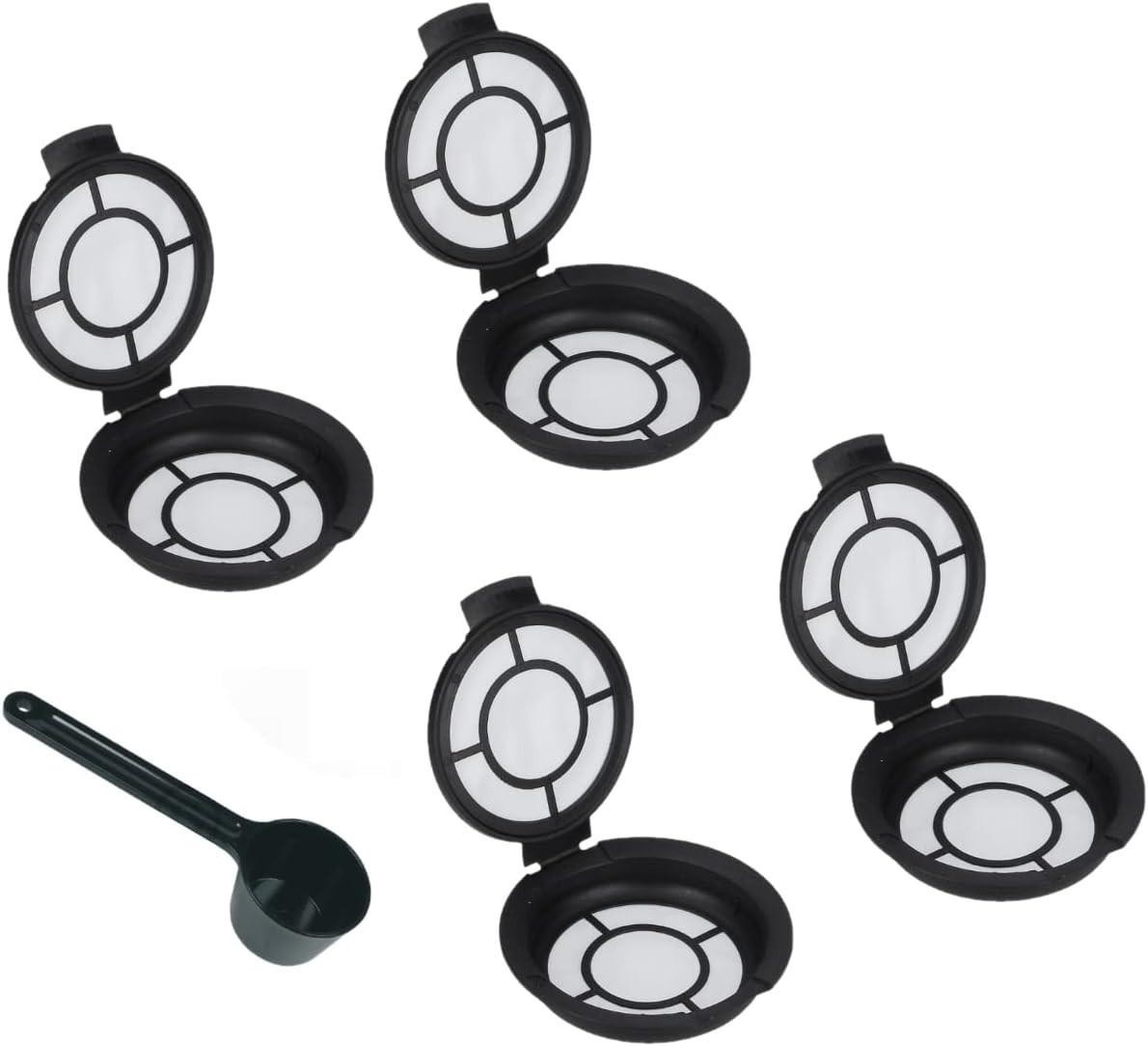 DL-PRO Coffee Pods Coffee Filter for Melitta 180424 Refillable Permanent Pad Filter for Senseo Coffee Machine HD7874 Pack of 4 with Coffee Powder Spoon