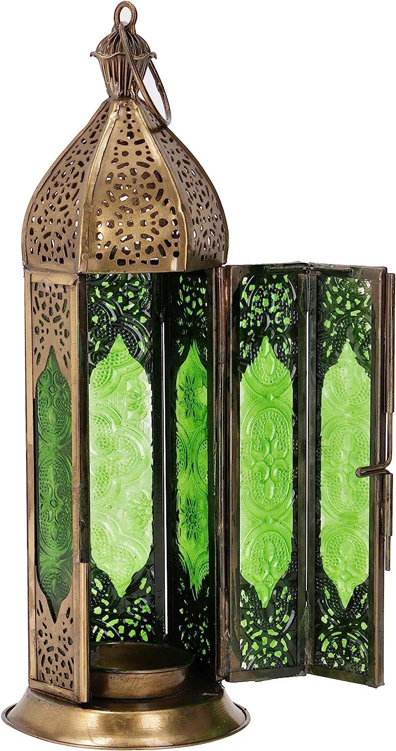 GURU SHOP Oriental Metal / Glass Lantern in Morrocan Design Red 23 x 8 x 8 cm Oriental Lanterns