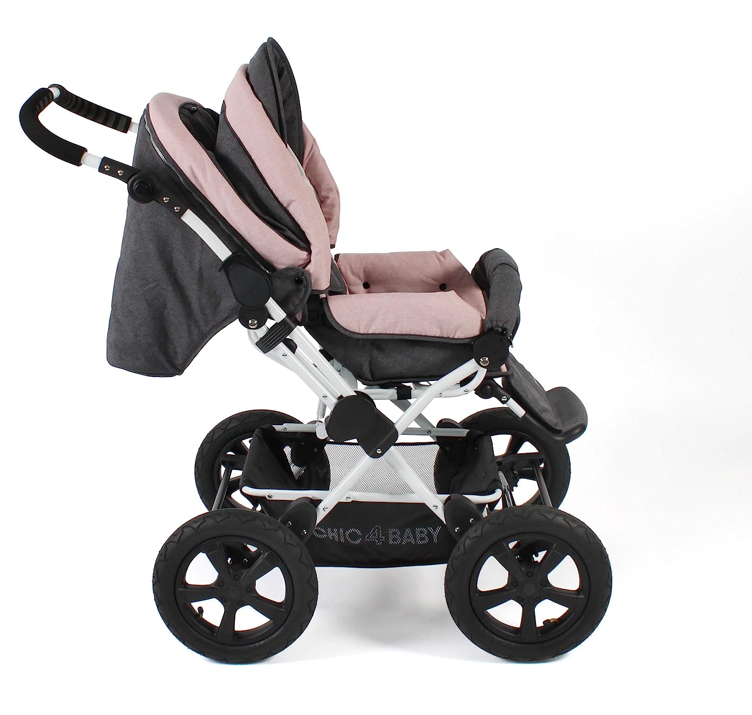 CHIC 4 BABY Viva 100 67 Combi Pushchair with Carry Bag Jeans Melange Grey