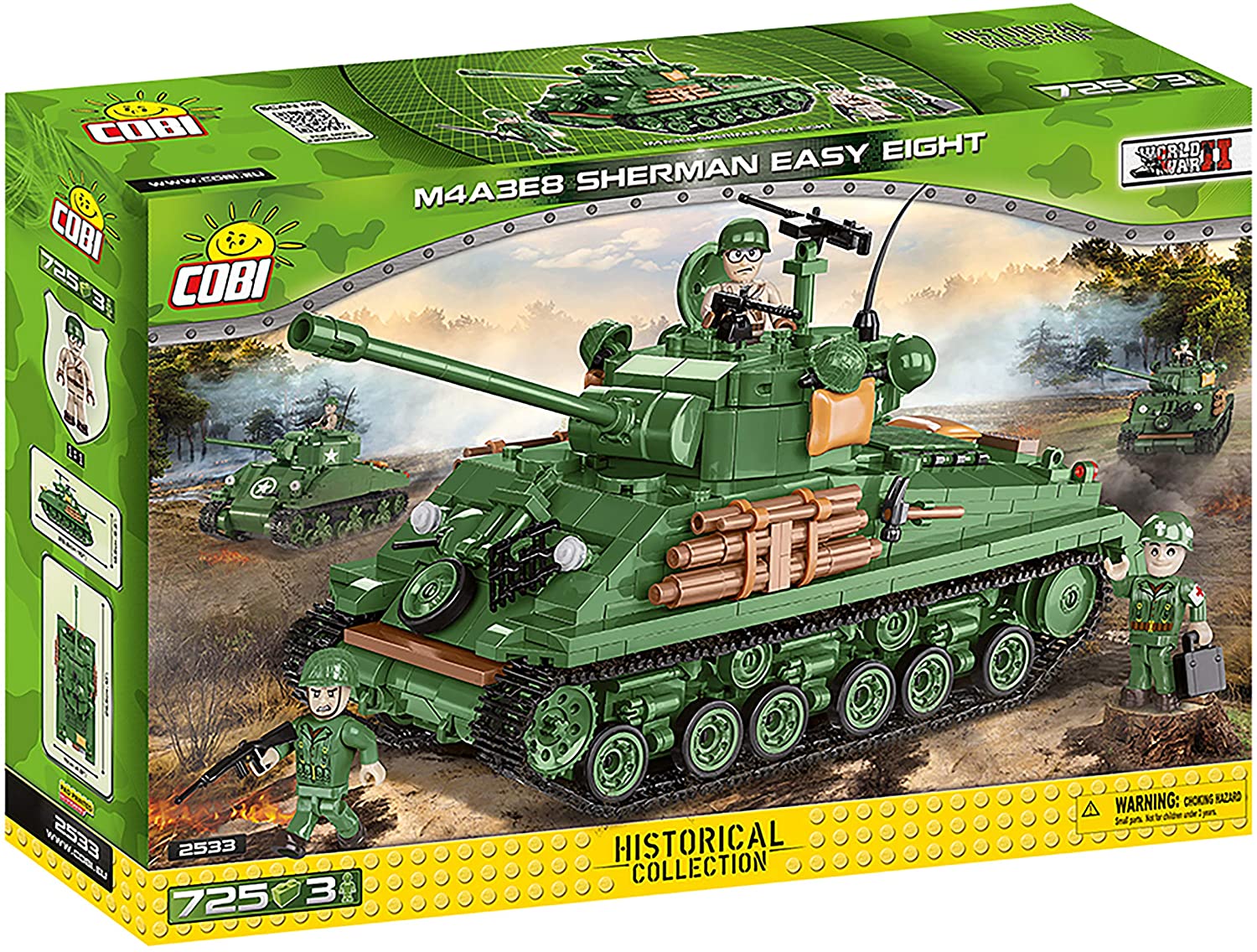 Cobi Cobi-2533 M4A3E8 Sherman Easy Eight Toys, Grün