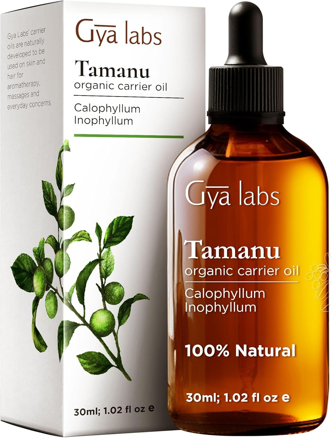 Gya Labs Organic Tamanu Oil for Skin, Face - 100% Pure Natural Unrefined Organic Tamanu Carrier Oil for Hair, Soothing & Renewing (30ml)