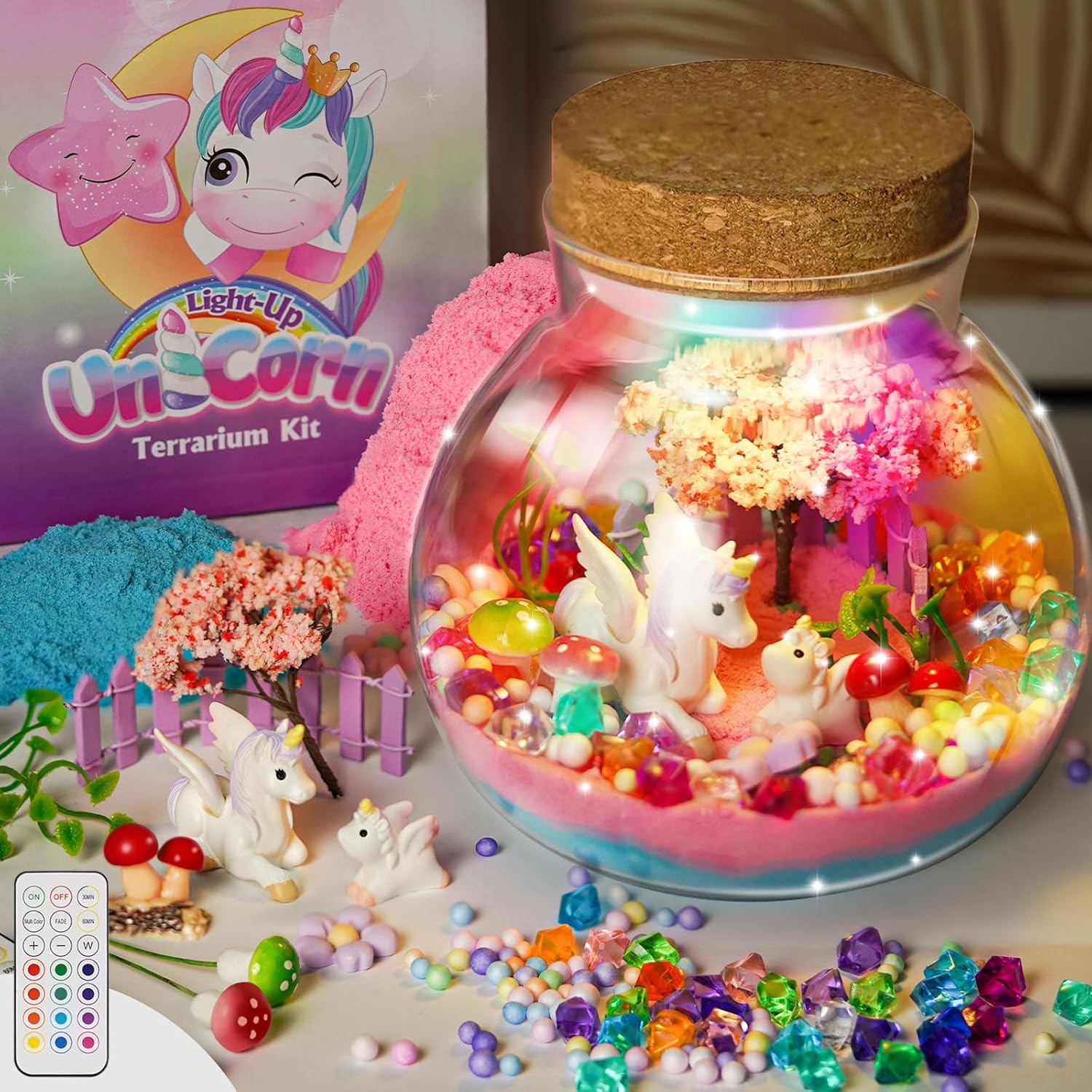 Winnrok Unicorn Gifts for Girls, Craft Set Children\'s Toy 4 5 6 7 8 Years, Night Light Unicorn Terrarium Set, Christmas Birthday Gift for Children Advent Calendar Girls, DIY Toy