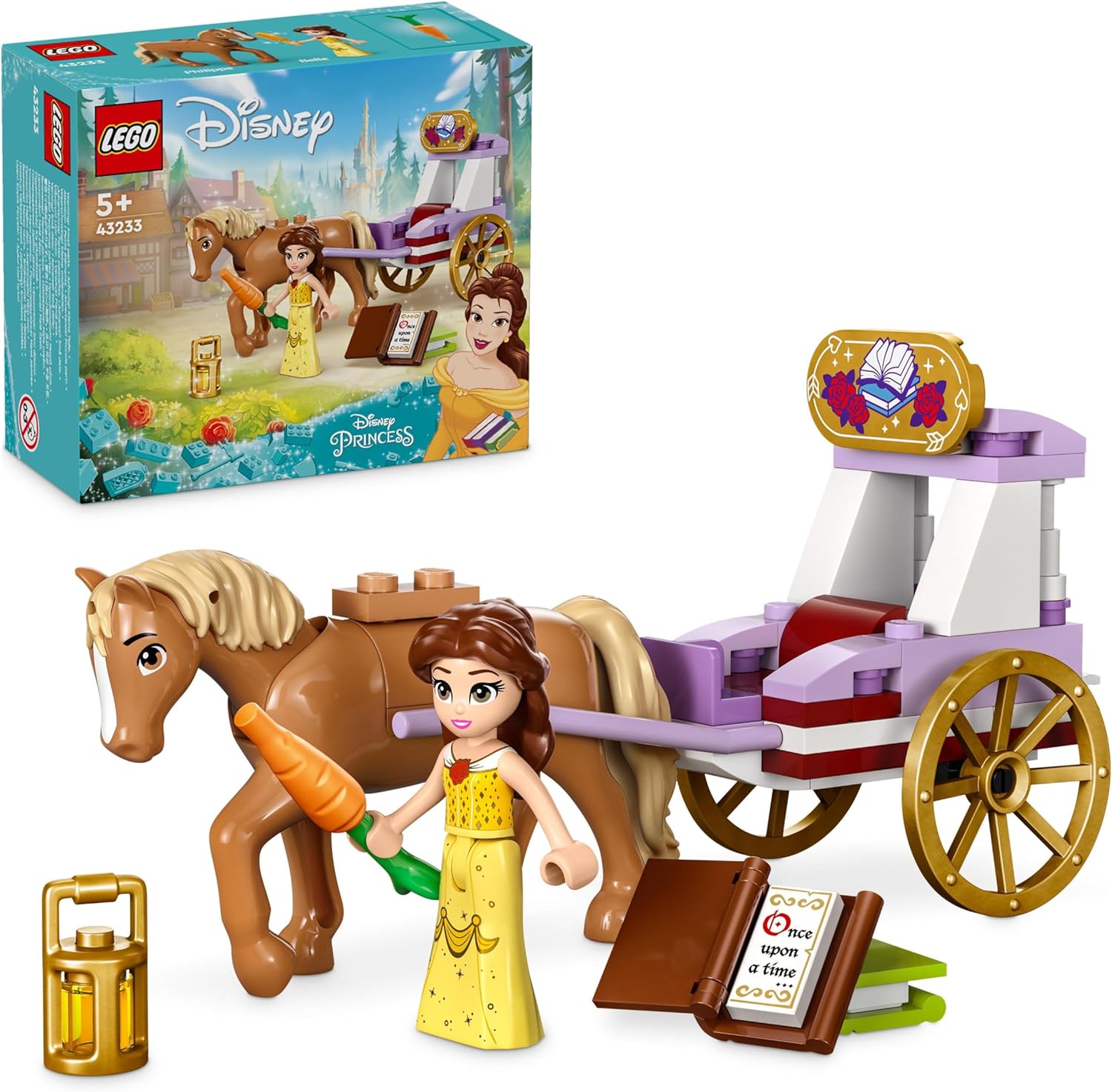 LEGO Disney Princess Belles Horse Carriage, Princess Set with Horse Toy and Doll, Carriage with Horse Figure for Disney Movie Beauty and the Beast, Gift for Girls and Boys 43233