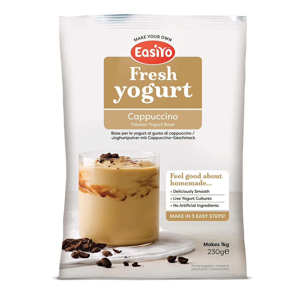 Easiyo Joghurtbeutel mit Cappuccino-Geschmack, 230 g, ergibt 1 kg dicken, cremigen Joghurt