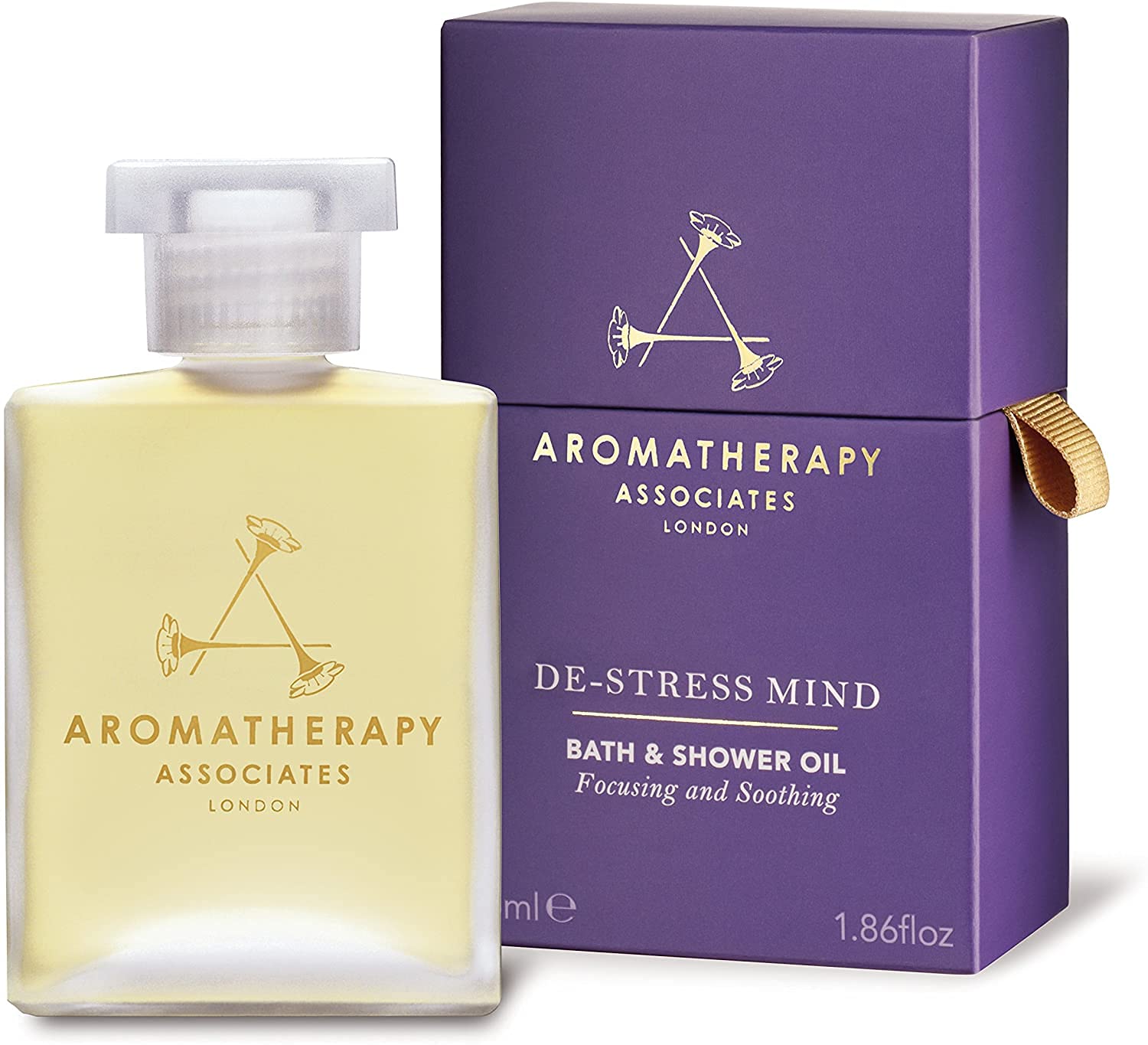Aromatherapy Associates Bath and Shower Oil, Luxury Spa, Natural Bath Oil, Vegan, Cruelty Free, Eco Friendly (De-Stress Mind Bath and Shower Oil, 55ml)