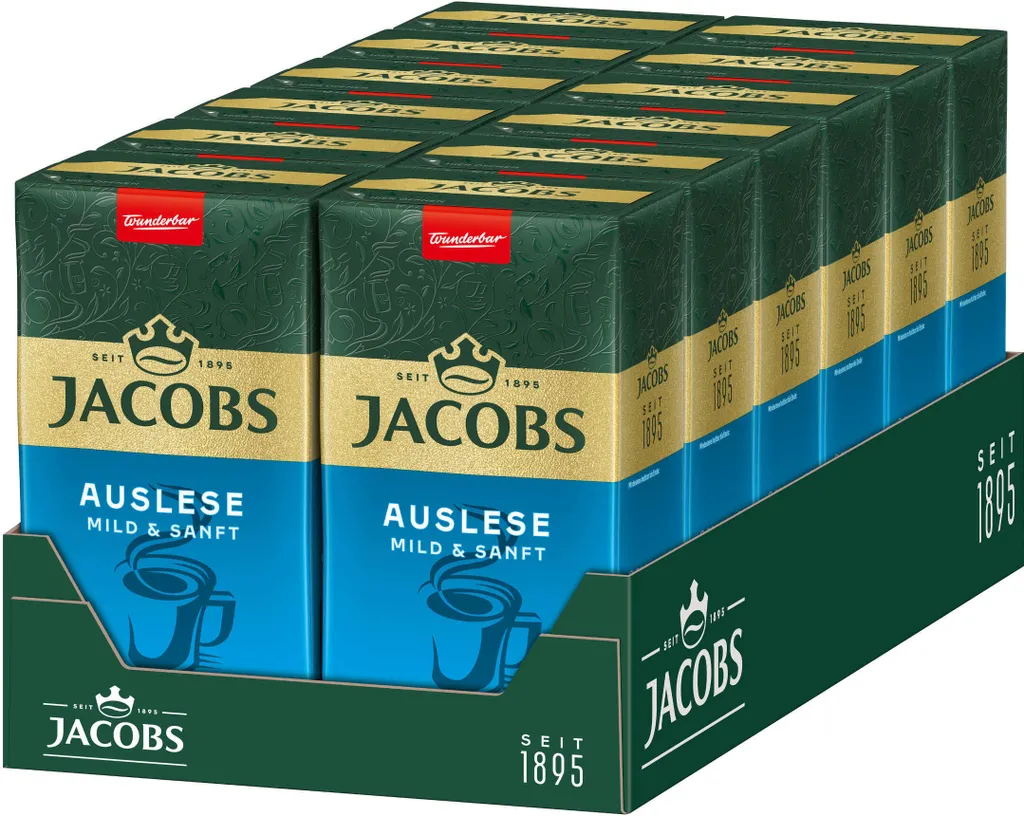 JACOBS Auslese Mild + Gentle Filter Coffee 12 x 500 g Ground Coffee