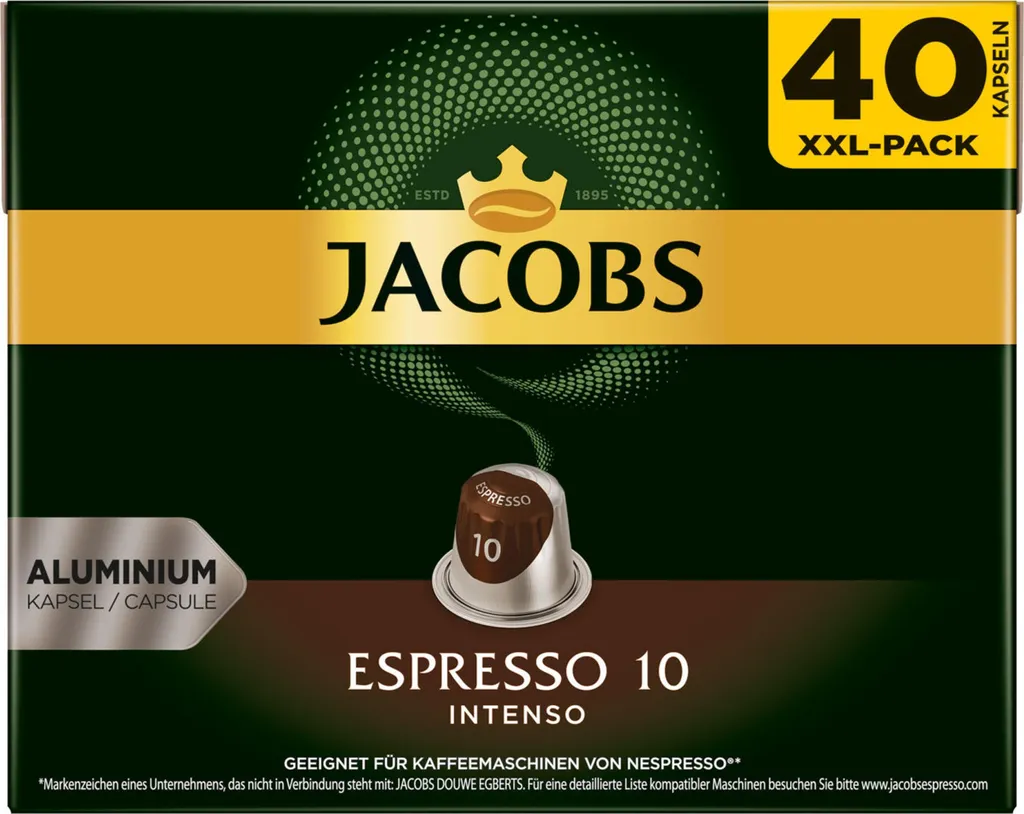 Jacobs Espresso 10 Intenso XXL Pack | 40 Nespresso® compatible capsules