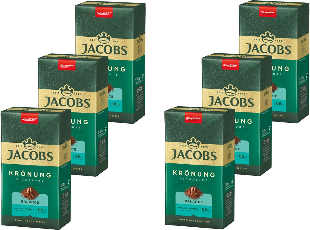 JACOBS Filter Coffee Krönung Balance Powder Coffee Roasted Coffee Ground 6 x 500g