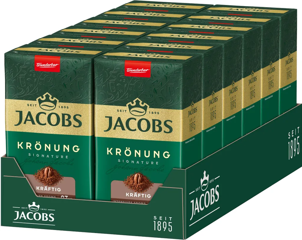 JACOBS Filter Coffee Coronation Strong Powder Coffee Roasted Coffee Ground 12 x 500 g