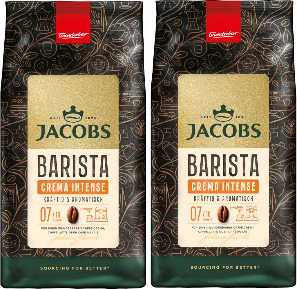 JACOBS Coffee Beans Barista Editions Crema Intense 2 x 1 kg whole coffee beans