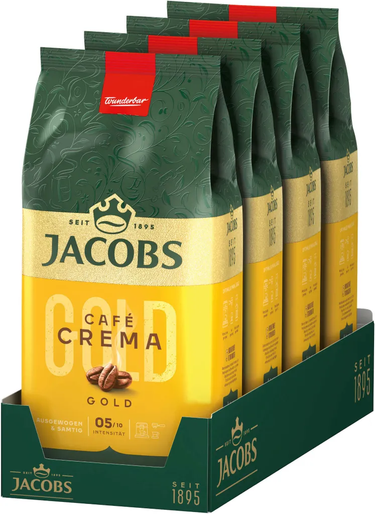 JACOBS coffee beans expert roast Café Crema Gold whole beans roasted 4x1 kg