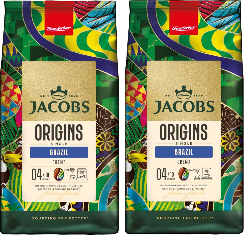 JACOBS coffee beans Origins Brazil roasted whole bean 2x 1 kg coffee beans