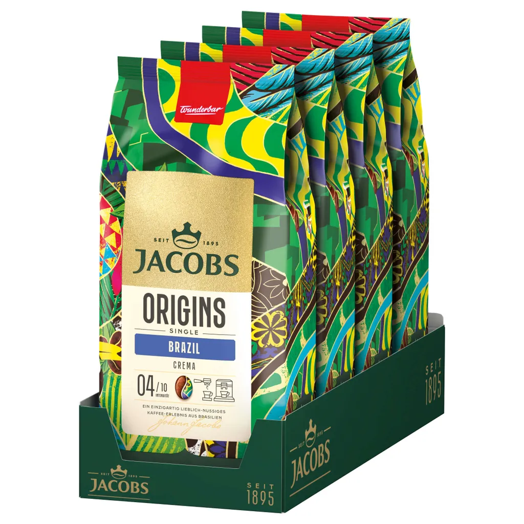 JACOBS coffee beans Origins Brazil roasted whole bean 4x 1 kg coffee beans