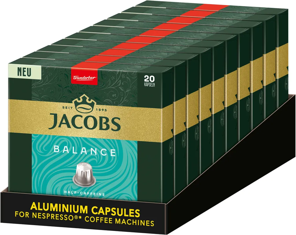 Jacobs Coffee Capsules Balance, 200 Nespresso®* compatible capsules
