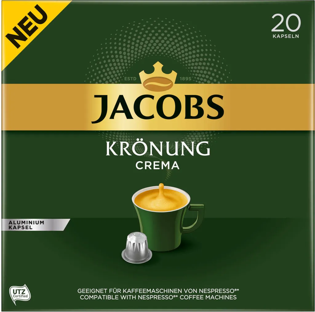 Jacobs coffee capsules Krönung Crema, 20 Nespresso®* compatible capsules, 1 x 20 drinks