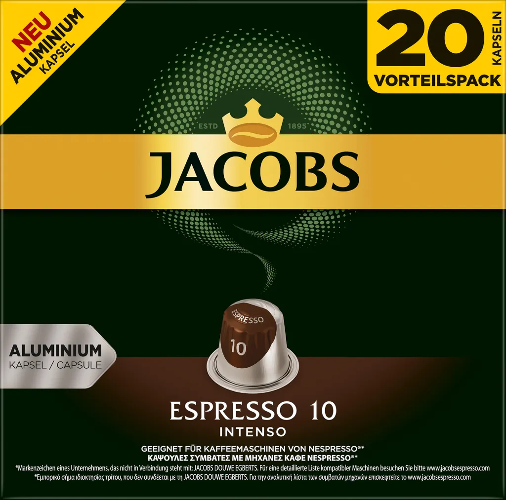 Jacobs Espresso Intenso Capsules | 20 Nespresso® Compatible Capsules