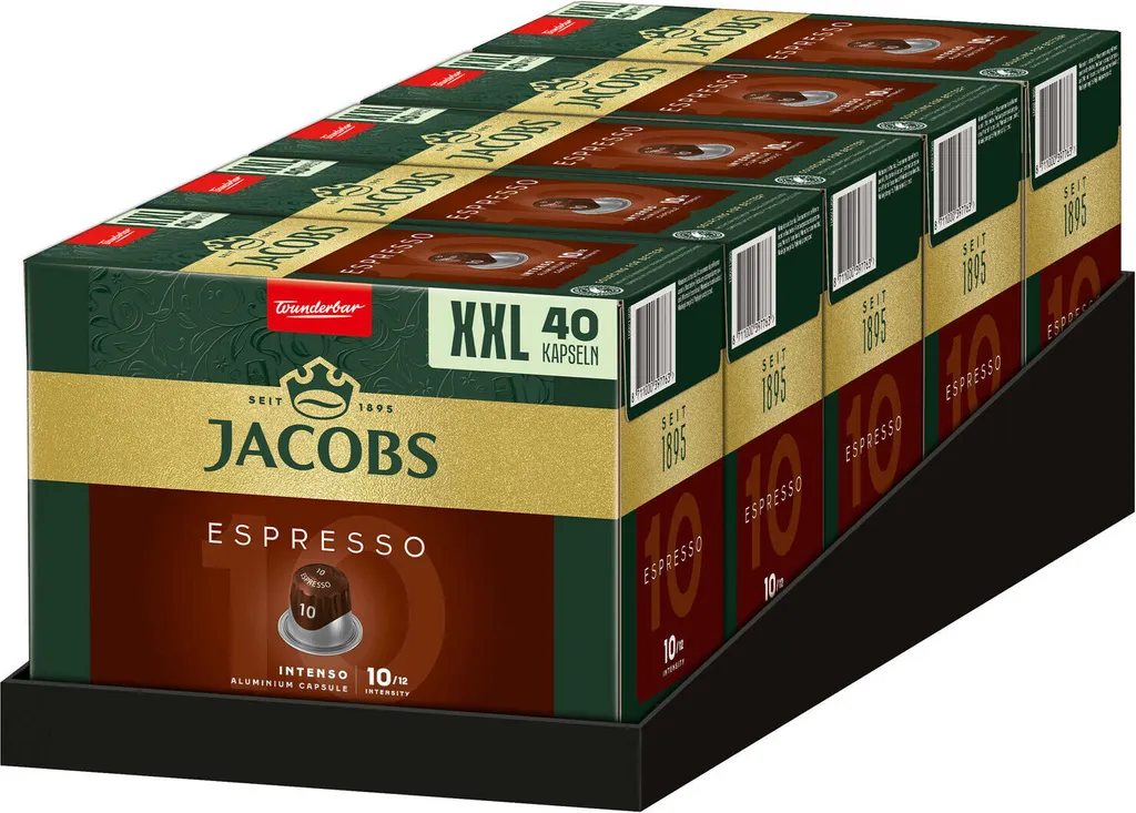 JACOBS Capsules Espresso Intenso 5 x 40 Nespresso®* compatible coffee capsules