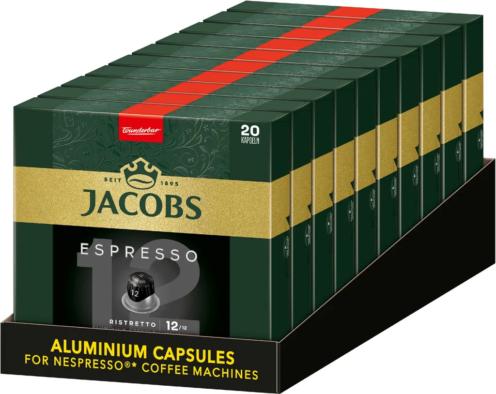 JACOBS Capsules Espresso Ristretto 200 Nespresso compatible coffee capsules