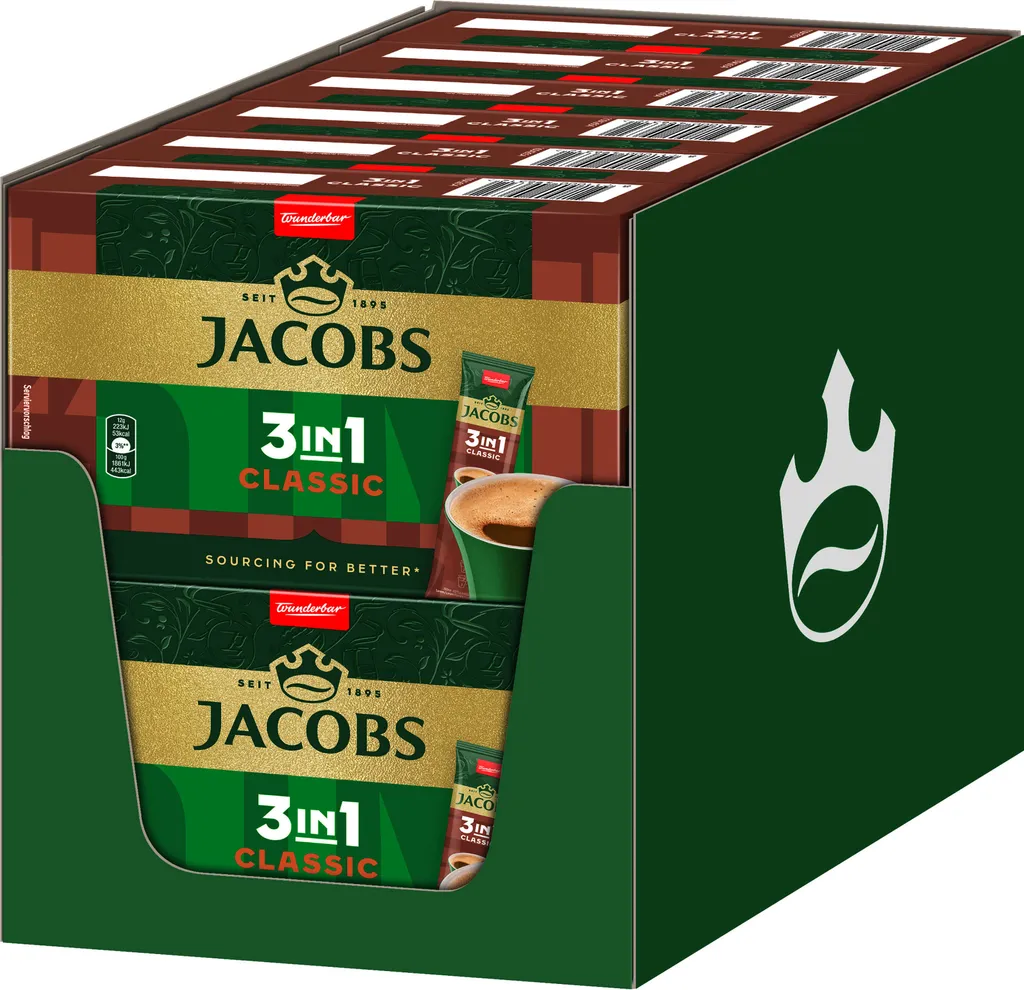 JACOBS Löskaffee 3in1 Classic 12x10 Sticks löslicher Kaffee Instantkaffee 120