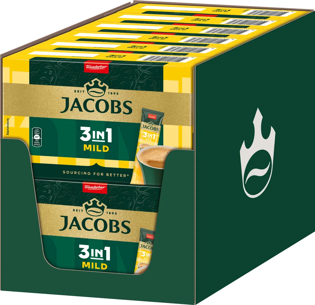 JACOBS Löskaffee 3in1 MILD 12 x 10 Sticks löslicher Kaffee Instantkaffee