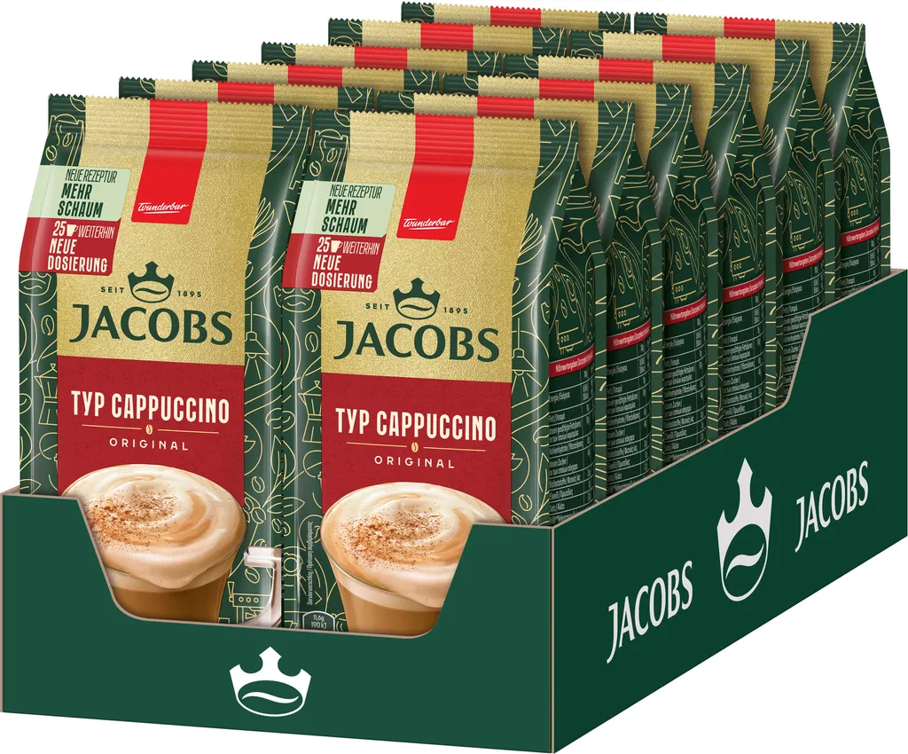 JACOBS Löskaffee TYP CAPPUCCINO 12 x 290 g Beutel löslicher Kaffee Intantkaffee