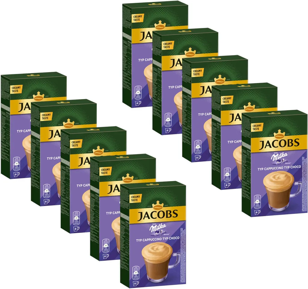 JACOBS Instant Coffee Type Cappuccino Milka* Flavor 10 x 8 Sticks - 80 Drinks