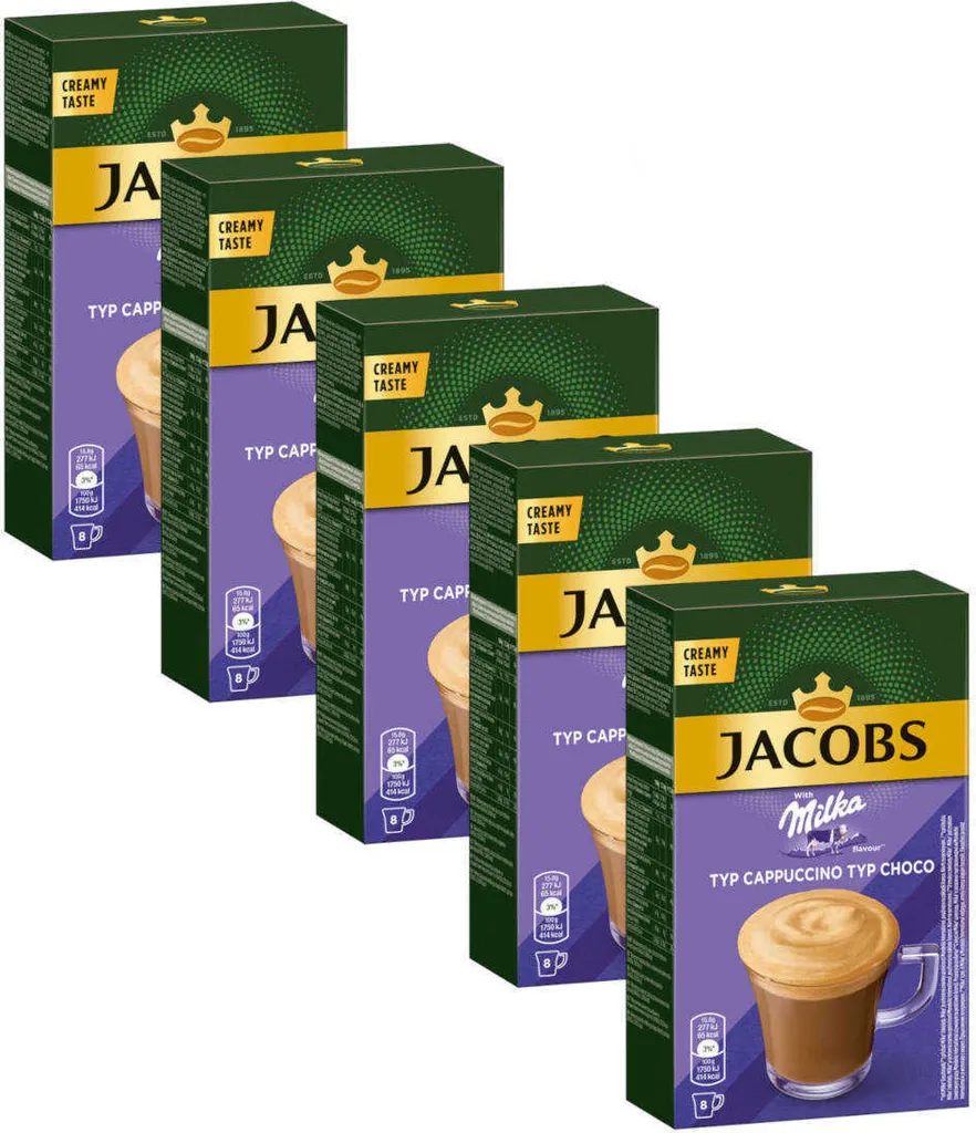 JACOBS Löskaffee Typ Cappuccino Milka* Geschmack 5 x 8 Sticks - 40 Getränke