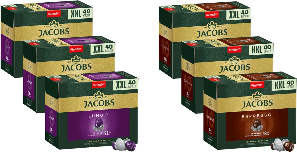 JACOBS Lungo 8 + Espresso 10 Nespresso®* compatible - 240 capsules XXL pack