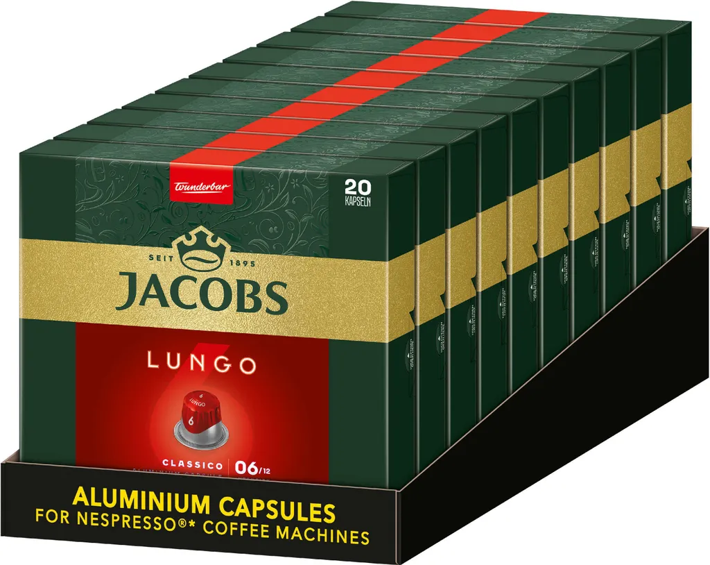 JACOBSLungo 6 Classico 200 Nespresso®* compatible coffee capsules