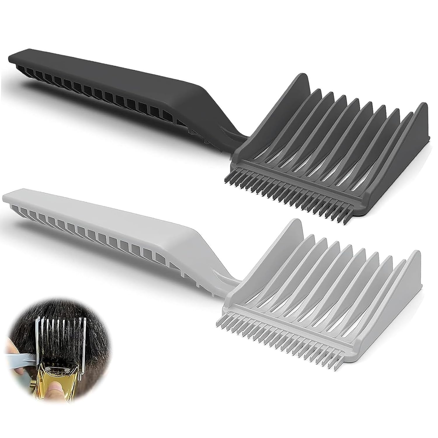 Barber Comb for Men, Barber Fade Combs, Professional Curved Positioning Comb, Specially for Men\'s Hairstyle, Beard Styling, and Developed Sideburns (Grey + Black)