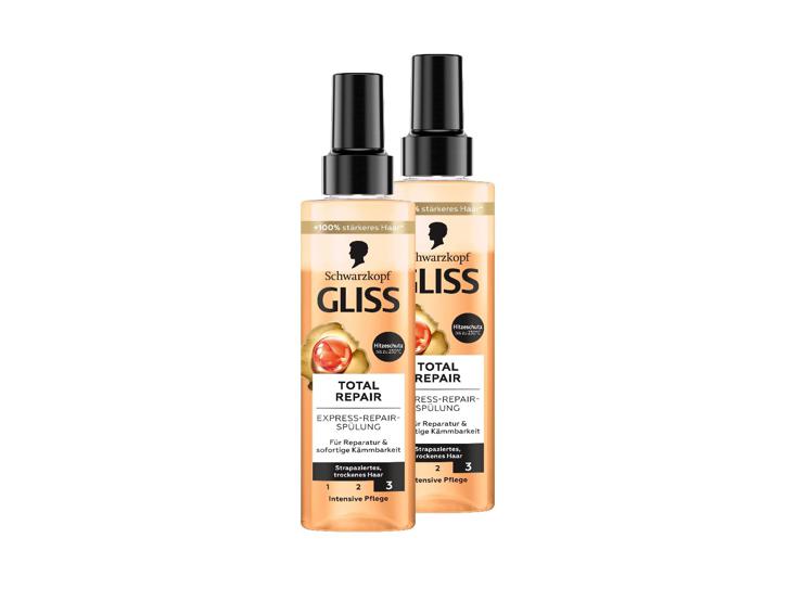 Gliss Kur Gliss Express Repair Conditioner Total Repair (2 x 200 ml), Conditioner Provides Instant Combability and Protection Against Hair Breakage, Conditioner with Heat Protection up to 230 °C