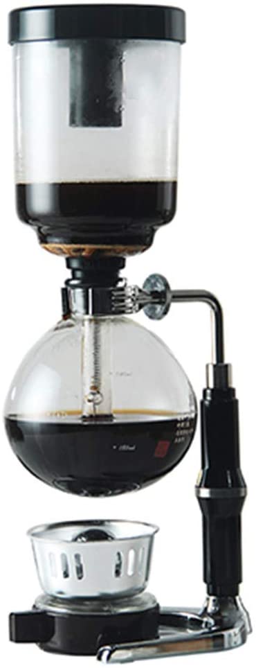Zengqhui Coffee Siphon Pot Syphon Coffee Machine Household Glass Syphon Brewing Coffee (Colour: Black, Size: 38 x 14 cm)