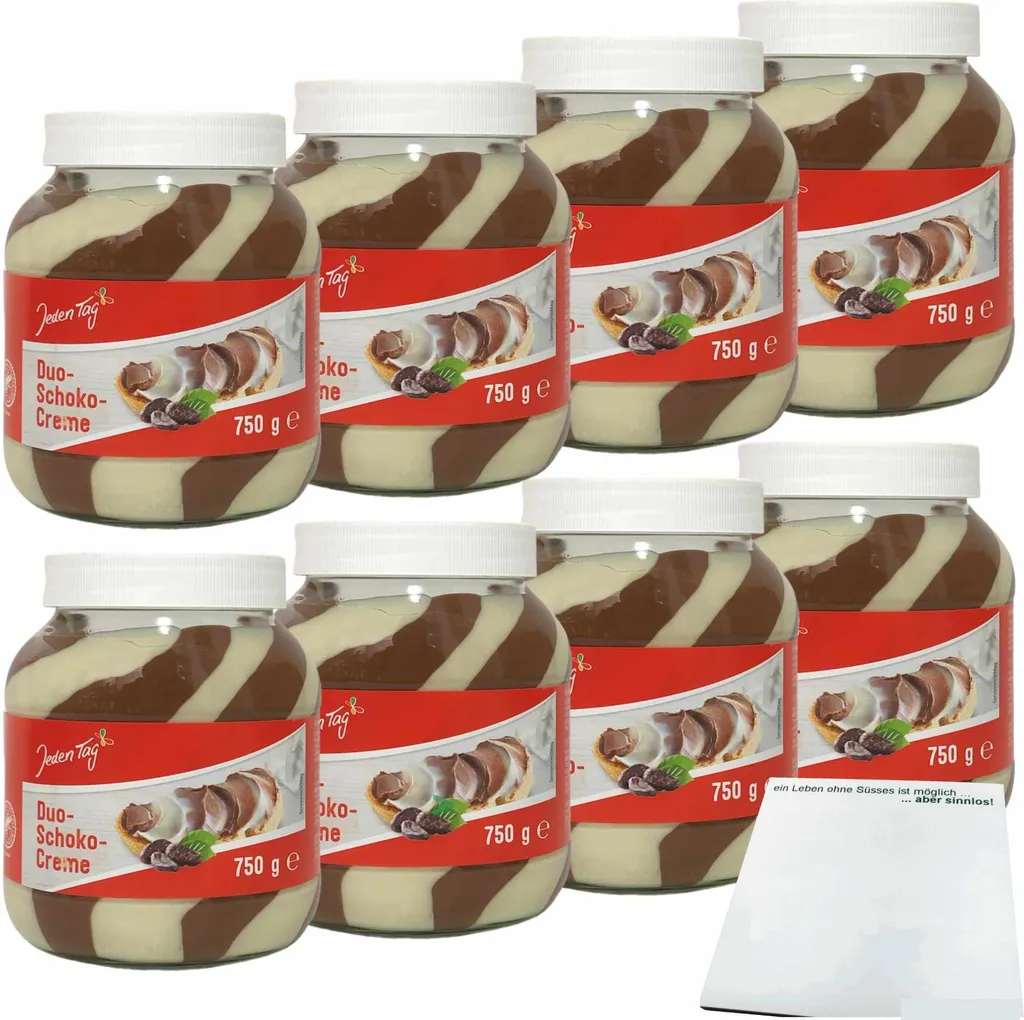 Jeden Tag Duo-Schoko-Creme Süßer Brotaufstrich VPE (8x750g Glas) + usy Block