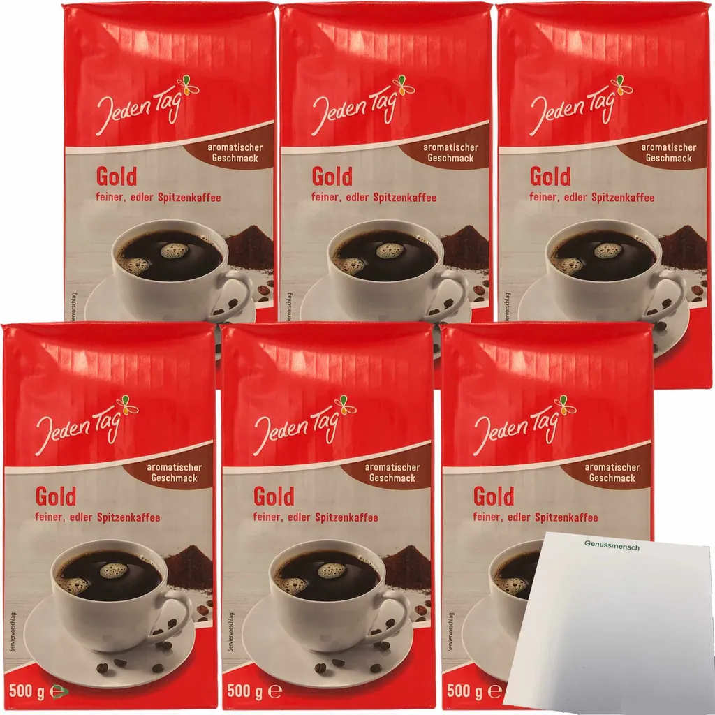 Everyday Coffee Gold fine premium coffee ground aromatic taste 6-pack (6x500g pack) + usy block