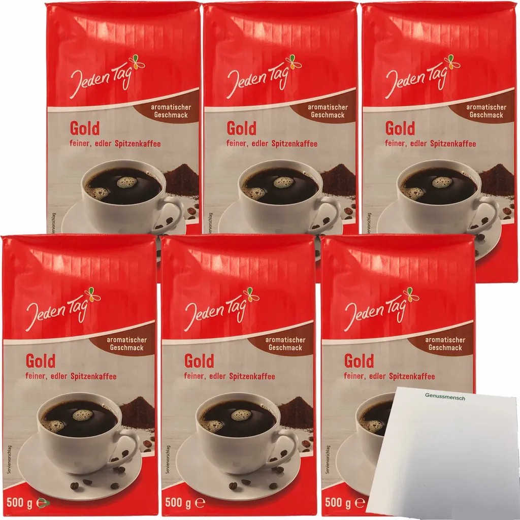 Everyday Coffee Gold fine premium coffee ground aromatic taste 6-pack (6x500g pack) + usy block